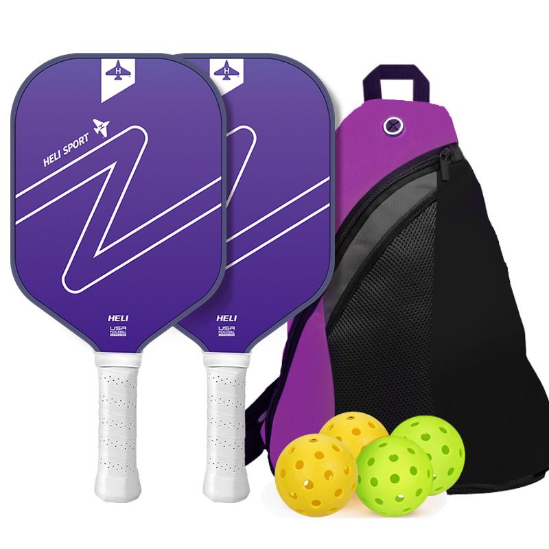 Gradient Purple Fiberglass Pickleball Paddle Set - USAPA High-Rebound Dual Rackets (TPU Edge), 4 Outdoor Balls & Triangle Carry Case for Outdoor Play - Image 1