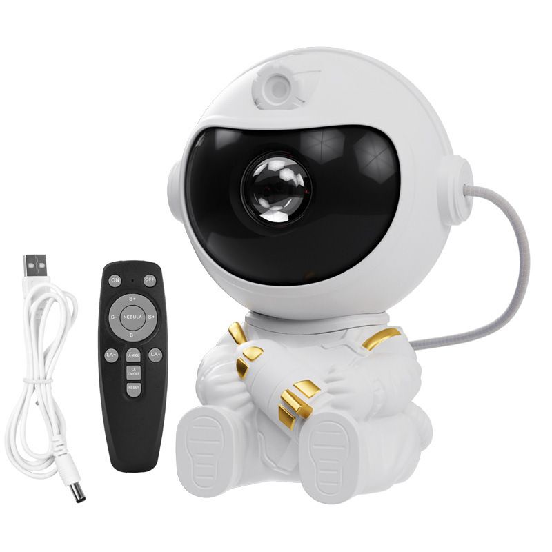 USB Powered Astronaut Nebula Projector & Starry Night Ambient Light with Airplane Accents - 8 Nebula Effects, 360° Rotating Head & Remote Control - Image 1