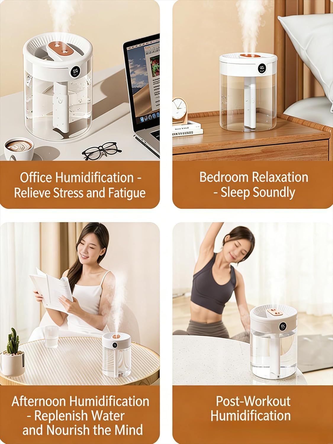 Pink 2L Dual-Spray Ultrasonic Humidifier and Air Diffuser with Night Light - USB Powered, Quiet Operation, Smart Digital Display & Real-Time Humidity Sensor - Image 7