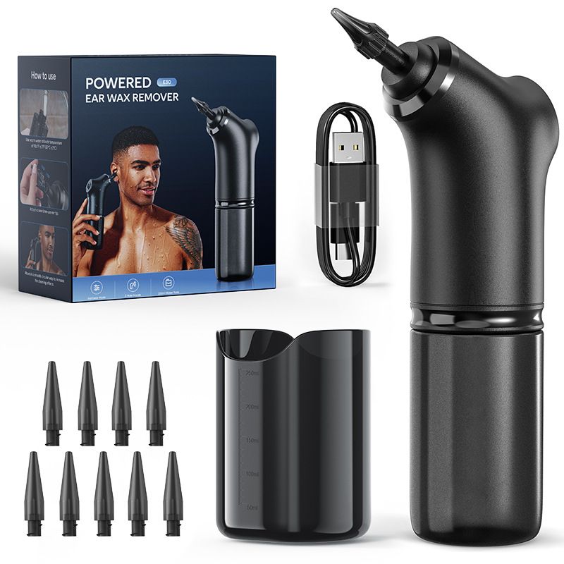 E30 Professional Electric Ear Irrigation and Ear Wax Removal Kit - Type-C Charging, 4 Pressure Levels, 200ML Tank & 10 Specialized Nozzles(9pcs 1-hole Nozzles & 1pcs 5-hole Nozzle) - Image 1