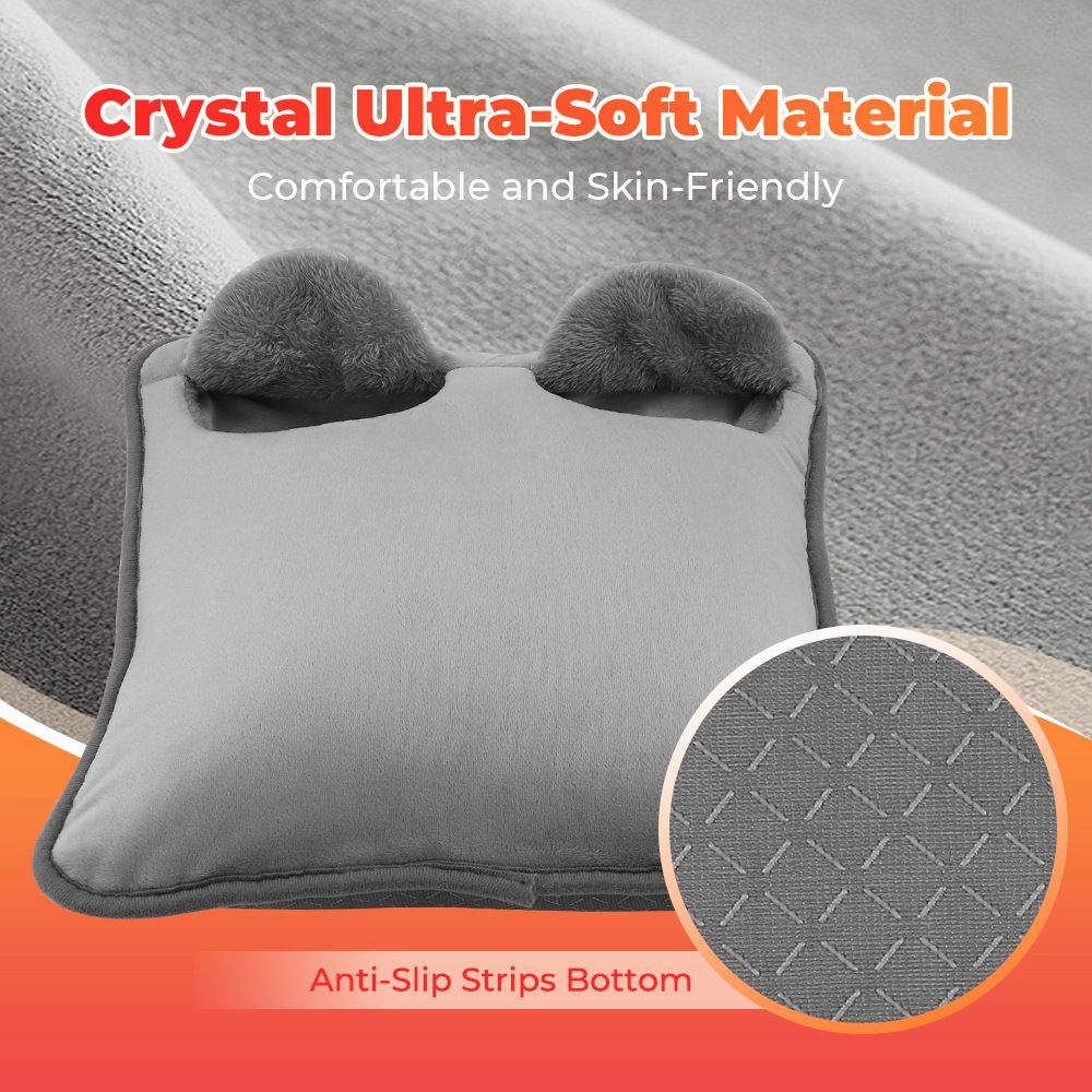 Grey Portable Versatile USB Electric Foot Warmer with 4 Temp Levels & 4 Auto-Shutoff Timer - Soft Fleece Washable Heating Mat - Image 4