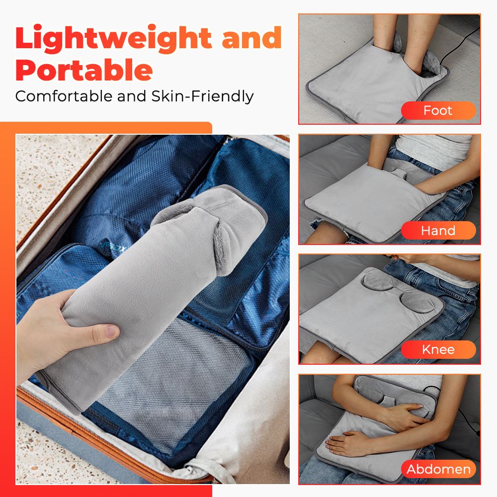 Grey Portable Versatile USB Electric Heated Seat Pad with 4 Temp Levels & 4 Auto-Shutoff Timer - Soft Fleece Washable Heating Mat - Image 5