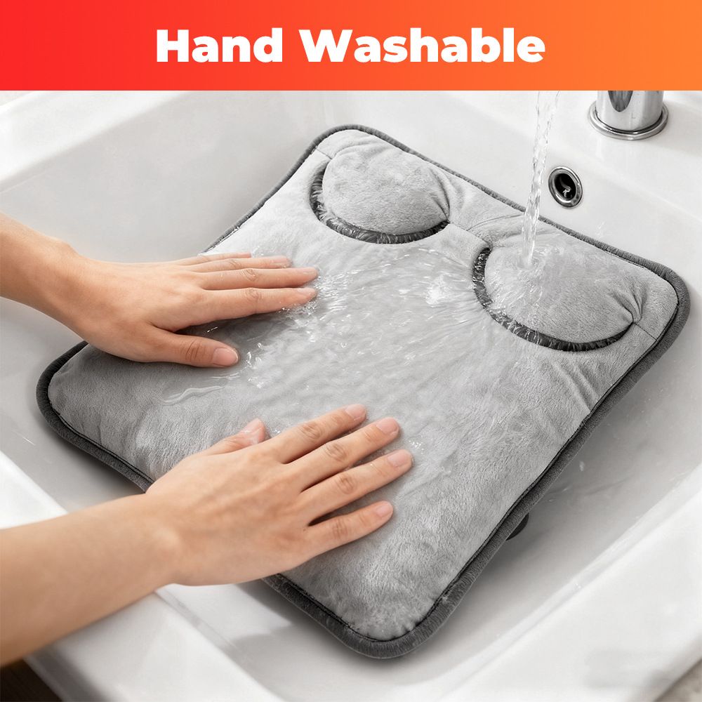 Grey Portable Versatile USB Electric Heated Seat Pad with 4 Temp Levels & 4 Auto-Shutoff Timer - Soft Fleece Washable Heating Mat - Image 7