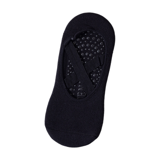 5-Pair Black Premium Non-Slip Yoga & Pilates Socks with Elastic Cross-Straps - Breathable Cotton Ballet-Style High Grip Socks - Image 1
