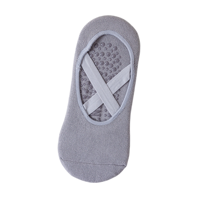 5-Pair Blue & Grey Premium Non-Slip Yoga & Pilates Socks with Elastic Cross-Straps - Breathable Cotton Ballet-Style High Grip Socks - Image 1