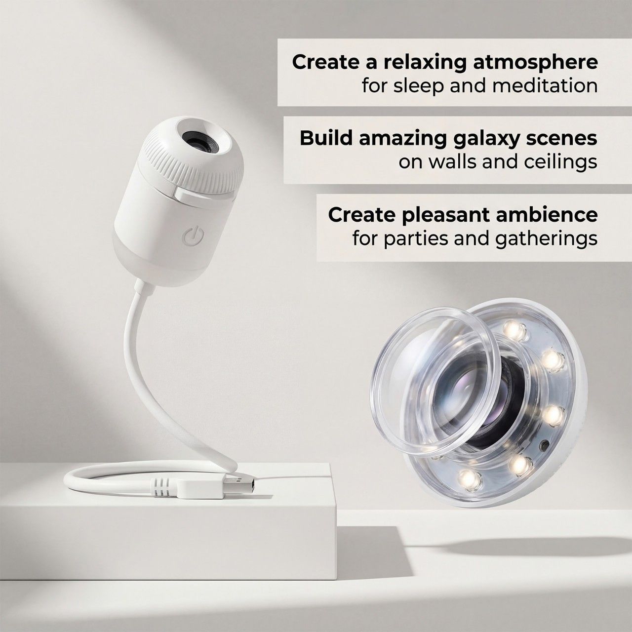 Portable USB Galaxy Night Light Projector with 12 Projection Films - Touch-Controlled Rotating Starry Sky Lamp for Bedroom, Nursery and Car - Image 4