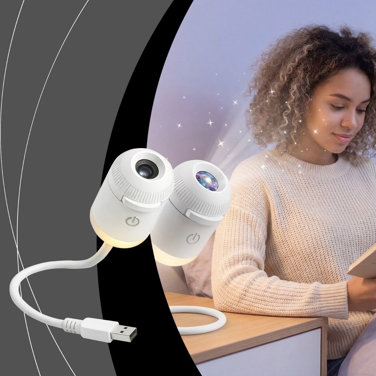 3-Pack Portable USB Galaxy Night Light Projector with 6 Projection Films - Touch-Controlled Rotating Starry Sky Lamp for Bedroom, Nursery and Car - Image 6