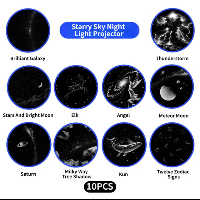 3-Pack Portable USB Galaxy Night Light Projector with 10 Projection Films - Touch-Controlled Rotating Starry Sky Lamp for Bedroom, Nursery and Car - Image 2