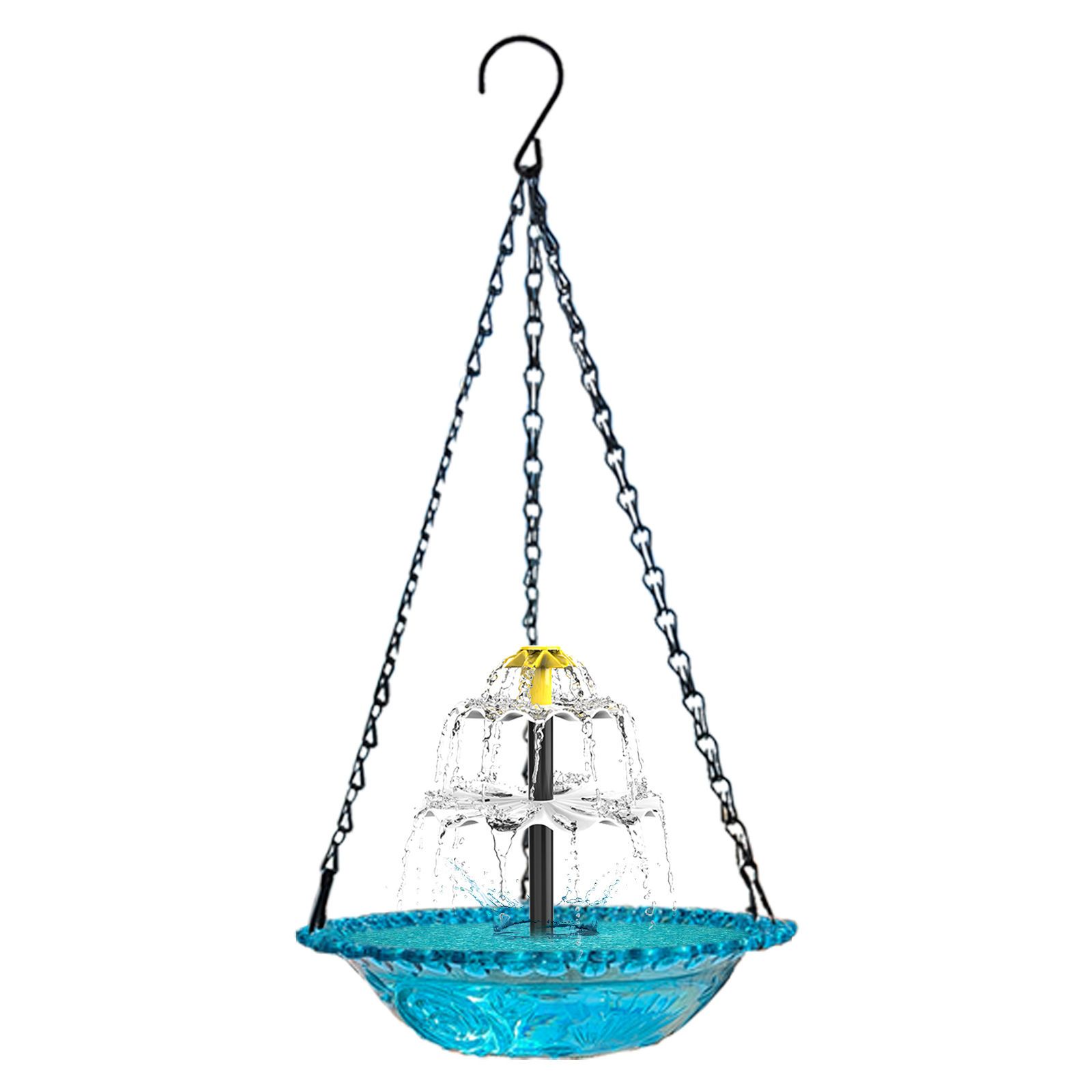 Grey Solar Hanging 3-Layer Cascade Bird Bath Fountain & Wildlife Feeder - 9.25
