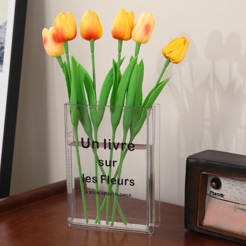 Minimalist Clear Acrylic Book Vase (Un livre sur les Fleurs) - Space Saving Desktop Ornament & Bookish Gift- Durable Unbreakable Hydroponic Vessel for Home and Office Decor - Image 2