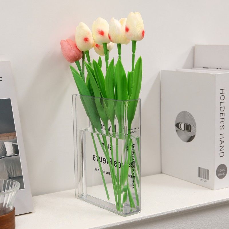 Minimalist Clear Acrylic Book Vase (Un livre sur les Fleurs) - Space Saving Desktop Ornament & Bookish Gift- Durable Unbreakable Hydroponic Vessel for Home and Office Decor - Image 3