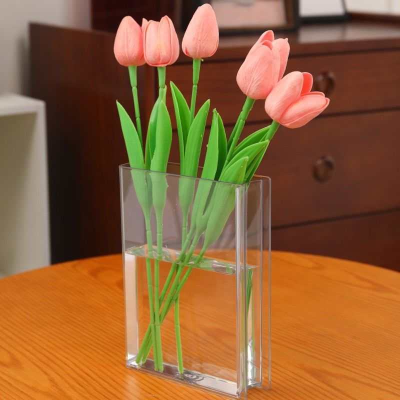 Minimalist Clear Acrylic Book Vase - Space Saving Desktop Ornament & Bookish Gift- Durable Unbreakable Hydroponic Vessel for Home and Office Decor - Image 3