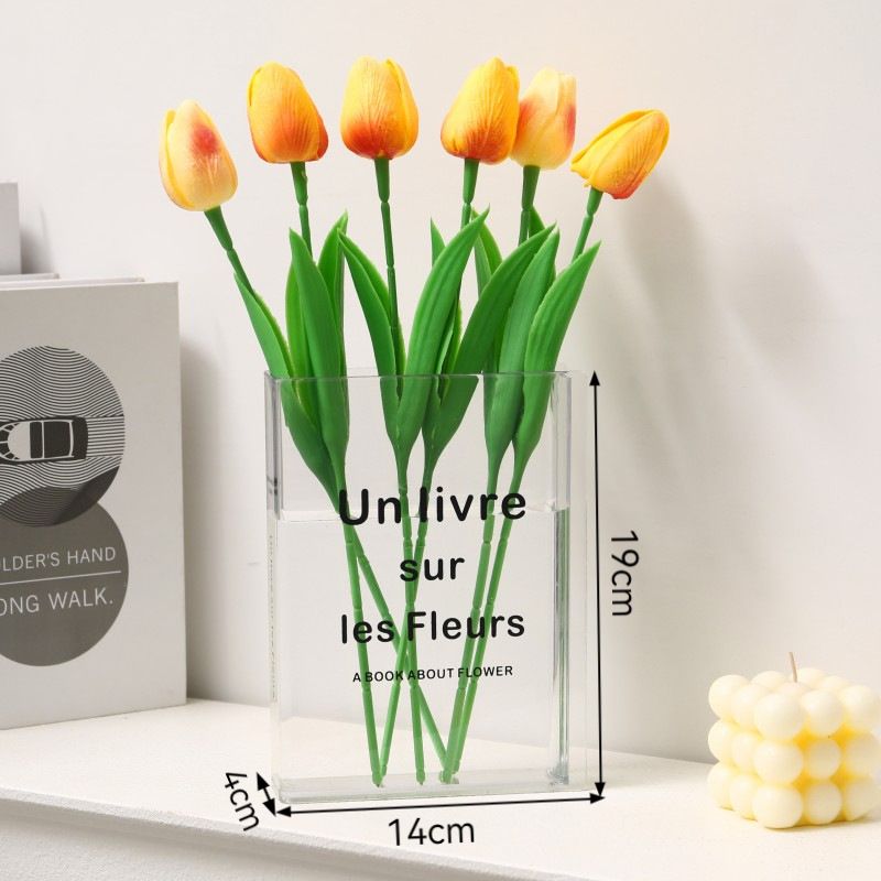 Minimalist Clear Acrylic Book Vase - Space Saving Desktop Ornament & Bookish Gift- Durable Unbreakable Hydroponic Vessel for Home and Office Decor - Image 4