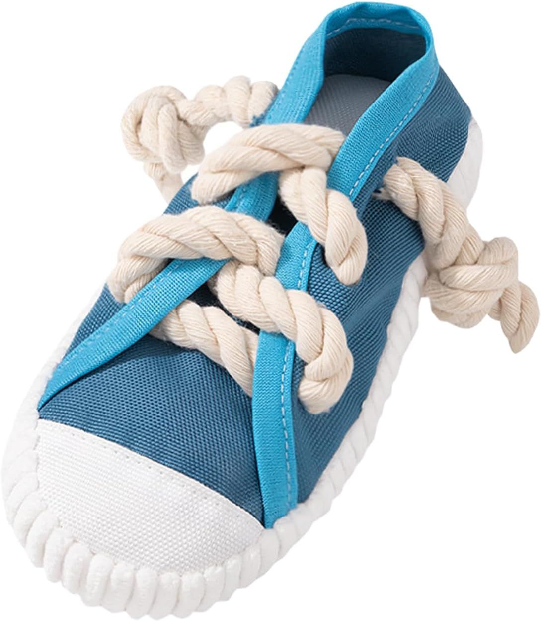 2-Pack Blue Bite Resistant Slipper Interactive Dog Toy Built in BB Squeaky & Bell - Durable Oxford Cloth and Cotton Rope Chew Toy for Teeth Cleaning & Boredom Relief - Image 1