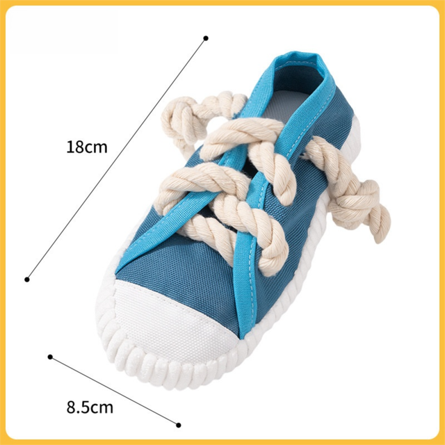 2-Pack Blue Bite Resistant Slipper Interactive Dog Toy Built in BB Squeaky & Bell - Durable Oxford Cloth and Cotton Rope Chew Toy for Teeth Cleaning & Boredom Relief - Image 5