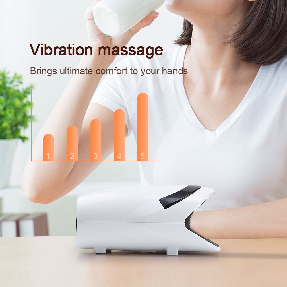 White Portable Electric Hand Massager - USB-C Rechargeable, Airbag Compression, Graphene 42℃ Constant Heating & 5 Levels Intensity for Everyday Use and Arthritis Carpal Tunnel Relief - Image 4