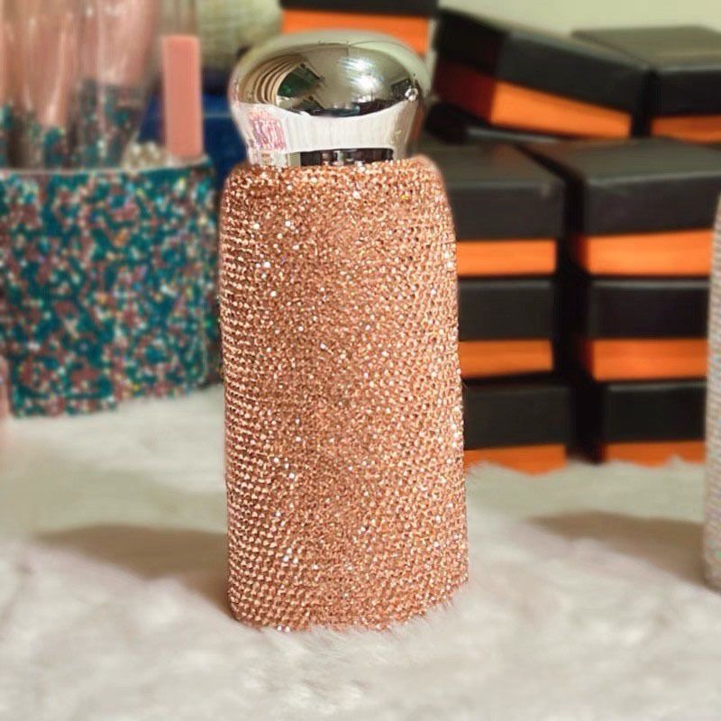 Champagne Handmade Luxury Diamond Insulated Water Bottle – Bling Rhinestone 304 Stainless Steel Pocket Mug (260ml) - Image 1