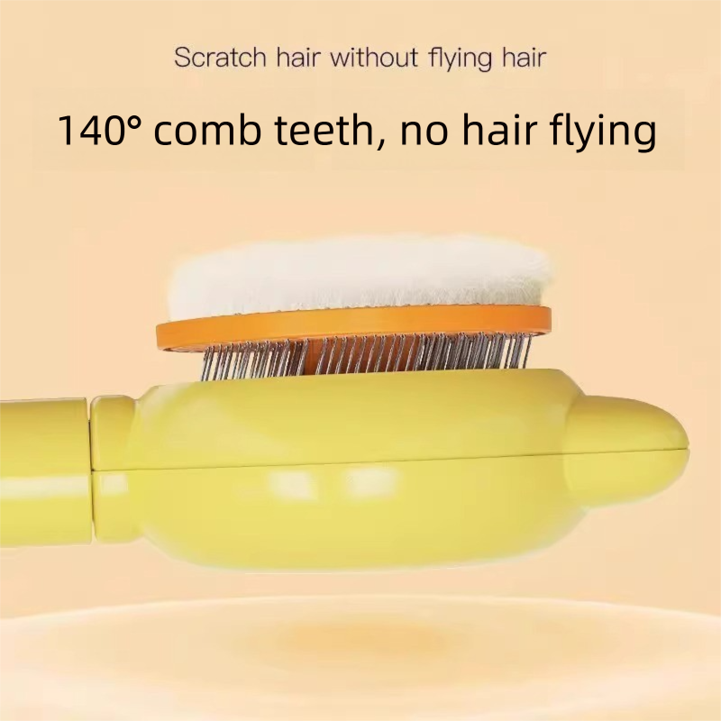 2 Pcs Pink Pet Self-Cleaning Slicker Brush for Cats and Dogs - Rabbit Ear Design with Stainless Steel Needles and ABS Handle - Gentle Deshedding and Massage Tool for Long Hair Breeds - Image 3