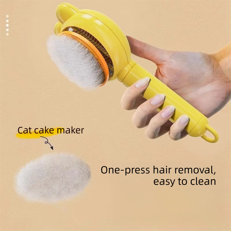 2 Pcs Pink Pet Self-Cleaning Slicker Brush for Cats and Dogs - Rabbit Ear Design with Stainless Steel Needles and ABS Handle - Gentle Deshedding and Massage Tool for Long Hair Breeds - Image 5