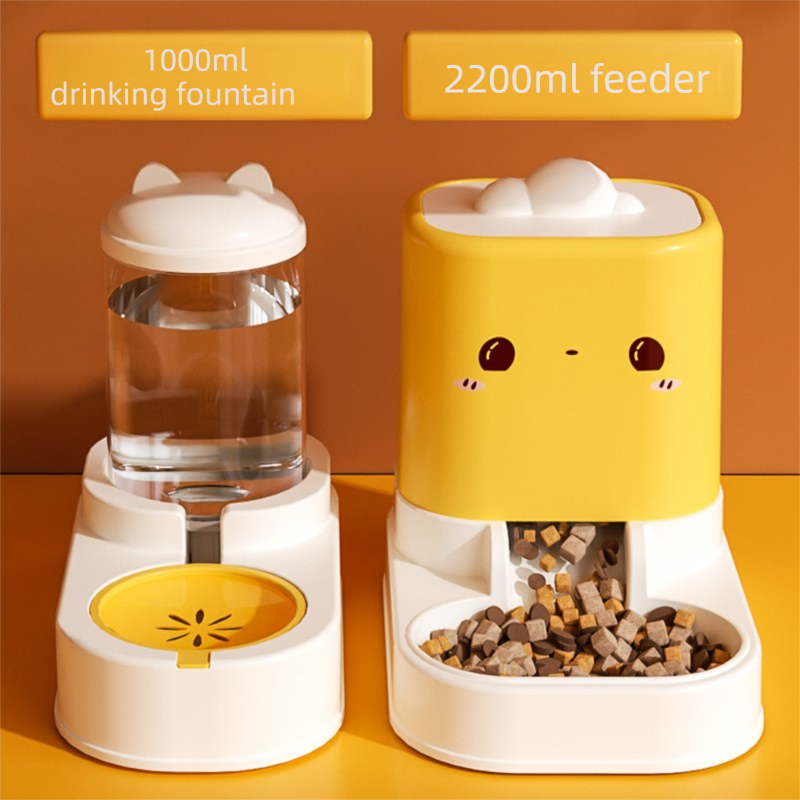 Pink  Cat & Dog Automatic Feeder & Waterer Set – 2-in-1 Dry & Wet Separation Station with 2200ml Food & 1000ml Water Capacity - Image 2