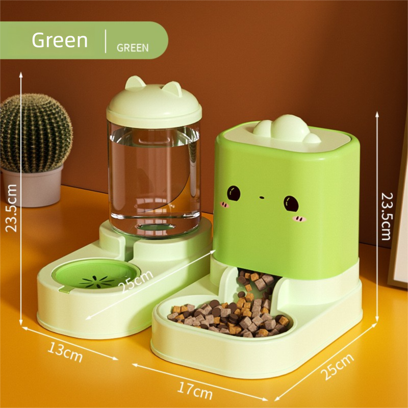 Green  Cat & Dog Automatic Feeder & Waterer Set – 2-in-1 Dry & Wet Separation Station with 2200ml Food & 1000ml Water Capacity - Image 1