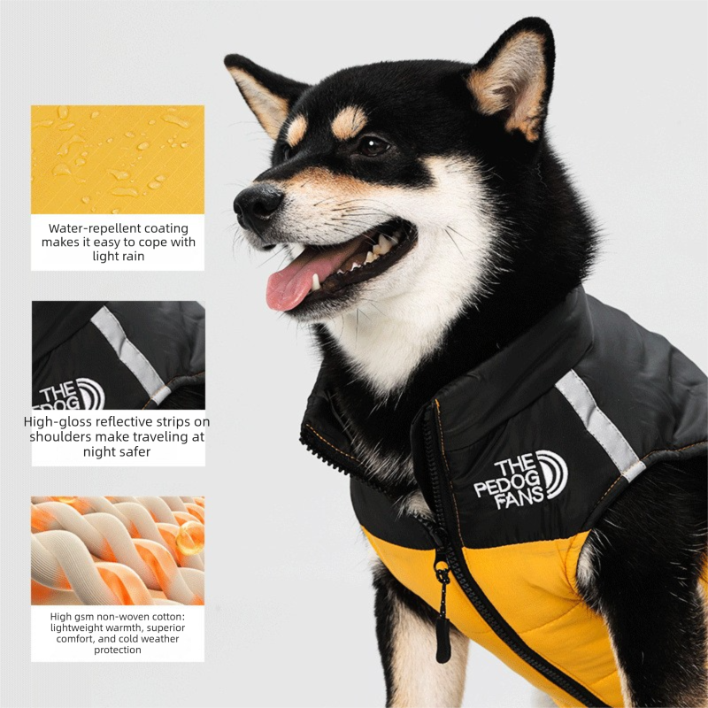 Pnik XL  Size  Dog Clothing — Warm, Thickened Cotton Jacket for Autumn & Winter; Waterproof Pet Vest — Reflective Safety Design, Leash-Compatible - Image 4