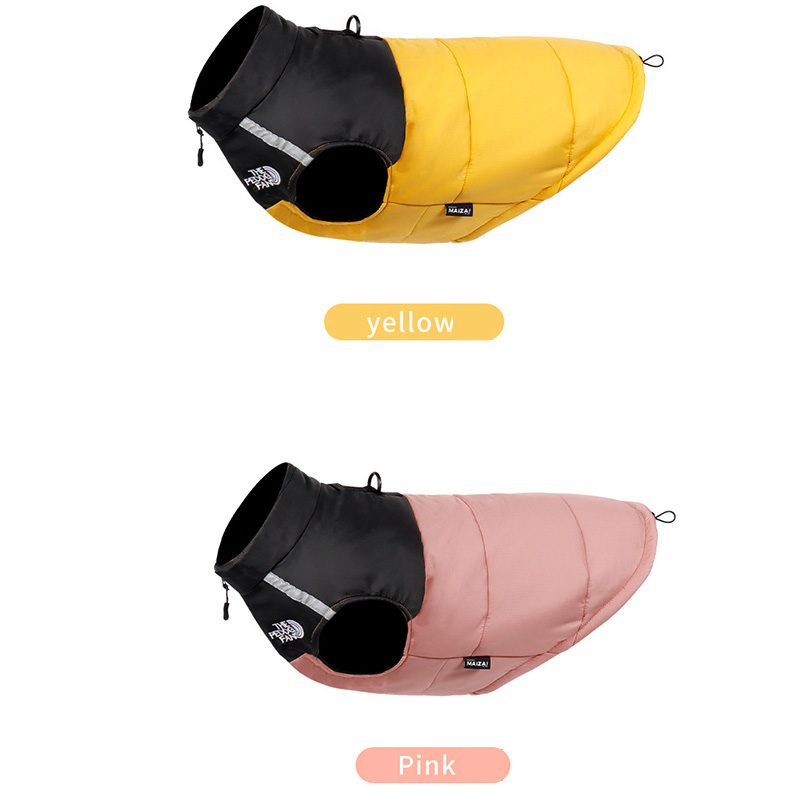 2-Pack (Pink + Yellow) —M Size  — Warm, Thickened Winter Dog Coat / Pet Clothing — Waterproof Winter Dog Vest — Reflective Safety Design (Leash Compatible) - Image 1