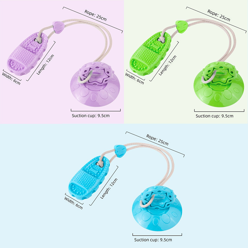 3-Piece Set (Blue, Purple, Green) Slipper-Shaped Dog Toys — Suction Cup Design: Durable, Chew-Resistant Teething Toys — Promotes Mental Stimulation, Independent Play, and Energy Expenditure — Pet Dog Teething Toys - Image 1