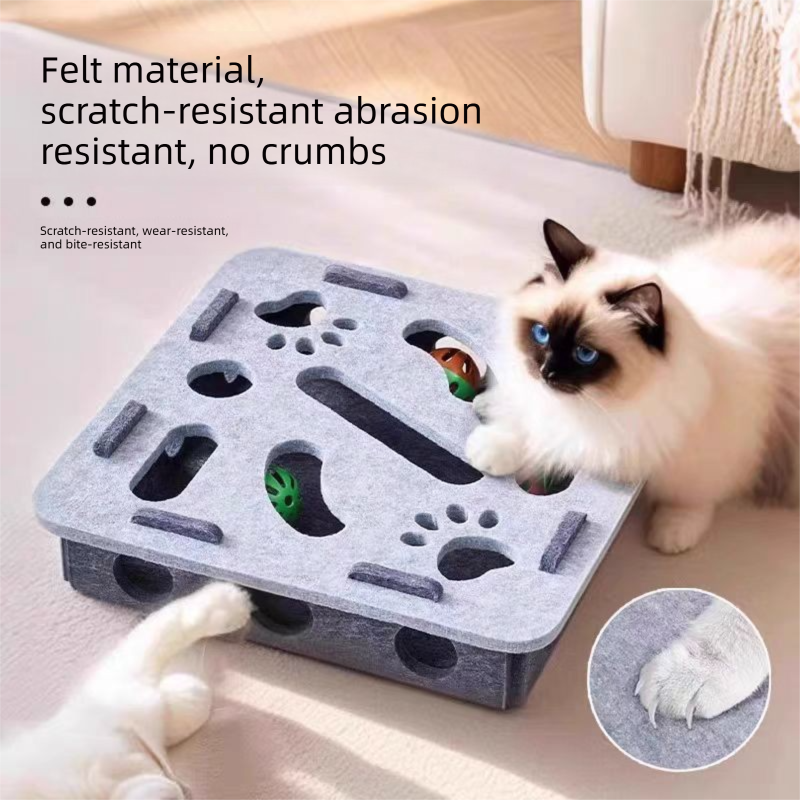 2-piece Green cat toy set—featuring square and flower shapes—is an excellent choice for feline entertainment and relaxation. It also serves as a fun maze for kittens and pets, and includes six bells. - Image 4