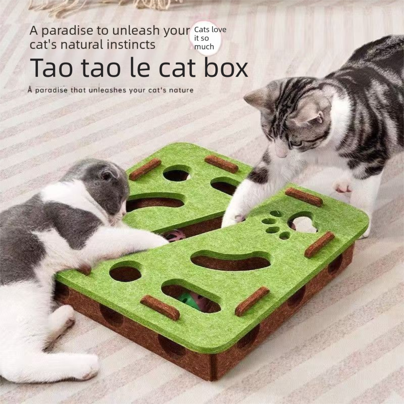 2-piece Grey cat toy set—featuring square and flower shapes—is an excellent choice for feline entertainment and relaxation. It also serves as a fun maze for kittens and pets, and includes six bells. - Image 6