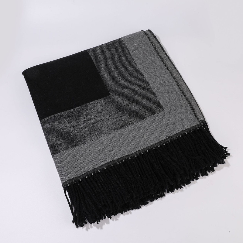 Black elegant women's tassel cape shawl scarf, multi-functional all-in-one warm and comfortable winter shawl scarf, convenient for home, travel, and office wear, stylish and beautiful with tassels. - Image 4