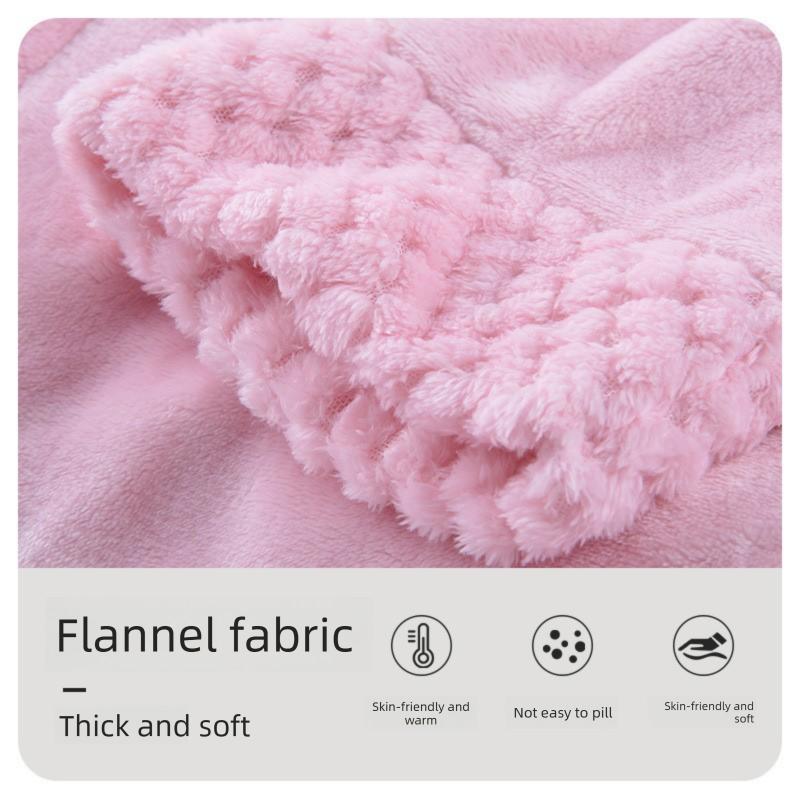 Pink XL size Plush Flannel Robe for Couples - Thickened Warm Bathrobe with Shawl Collar, Soft Fleece Material, Unisex Long Style for Winter Home Wear - Image 2