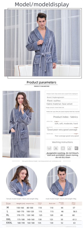 Pink 2XL size Plush Flannel Robe for Couples - Thickened Warm Bathrobe with Shawl Collar, Soft Fleece Material, Unisex Long Style for Winter Home Wear - Image 5
