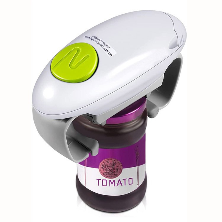 White Upgraded One-Touch Electric Can Opener — Dual-Handle Design, Automatic Hands-Free Can/Bottle Opener, ABS Material, Battery-Powered (Batteries Not Included), Designed for the Kitchen - Image 1