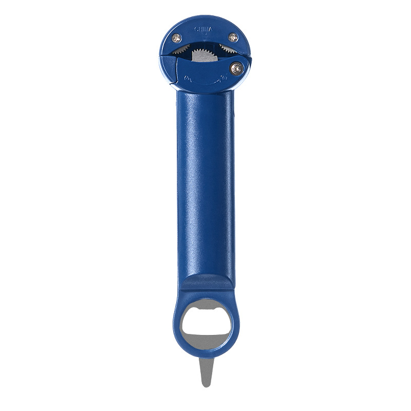 Blue Multi-Functional Adjustable Can and Bottle Opener - Heavy Duty Jar Opener for Seniors, Women, and Weak Hands - Easy Grip Kitchen Gadget for Jars, Bottles, and Cans - Image 1