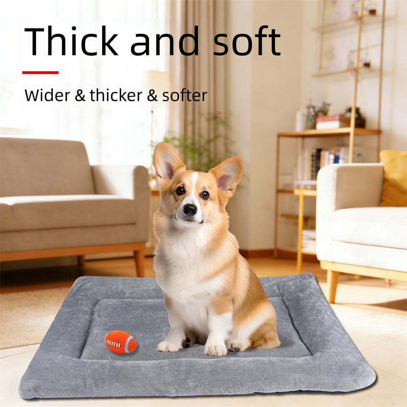 Grey L size Plush Flannel Pet Bed with Removable Sponge - Waterproof, Extra Wide & Thickened, Soft Four Seasons Pet Sleeping Mat for Dogs and Cats - Image 3