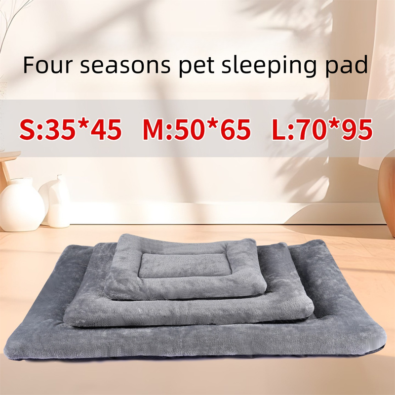 Grey L size Plush Flannel Pet Bed with Removable Sponge - Waterproof, Extra Wide & Thickened, Soft Four Seasons Pet Sleeping Mat for Dogs and Cats - Image 6