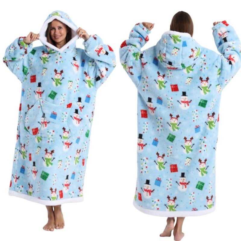 Pink Strawberry Style Oversized Hooded Blanket for Adults - Ultra Soft & Warm Wearable Fleece Throw with Giant Pocket, Perfect for Winter, Christmas & Valentine's Day - Image 5