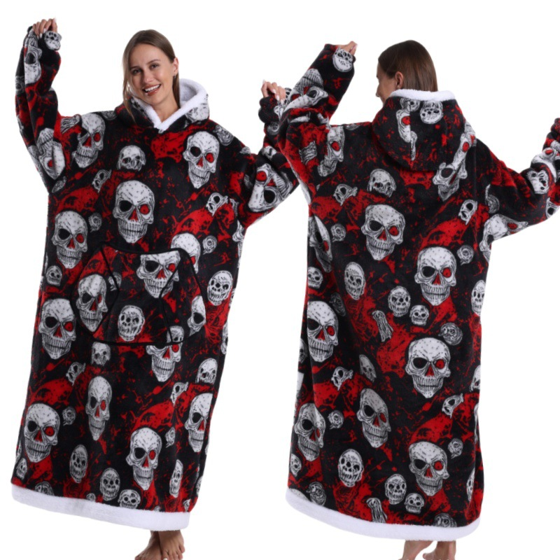 Christmas Plaid Style Oversized Hooded Blanket for Adults - Ultra Soft & Warm Wearable Fleece Throw with Giant Pocket, Perfect for Winter, Christmas & Valentine's Day - Image 3