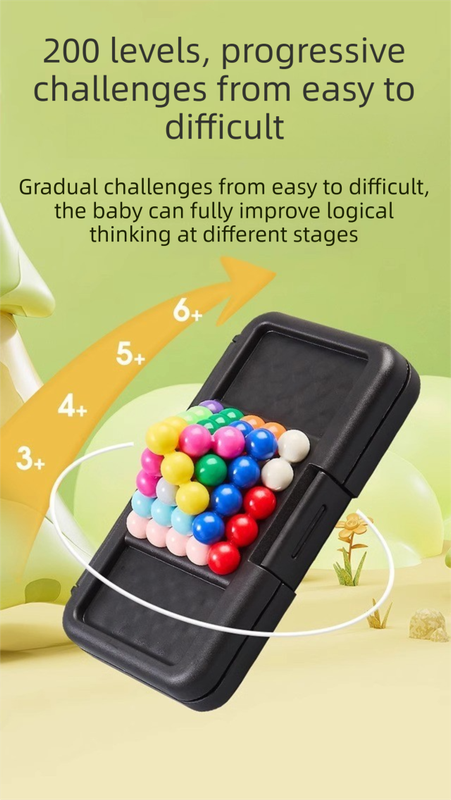 Black rectangle Magic Beads 3D Puzzle - portable, educational logic game suitable for children and adults, featuring numerous levels and made of ABS material. - Image 4
