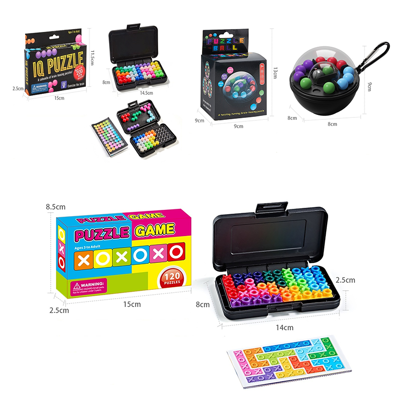3-Pce Black  3D Puzzle - portable, educational logic game suitable for children and adults, featuring numerous levels and made of ABS material. - Image 1