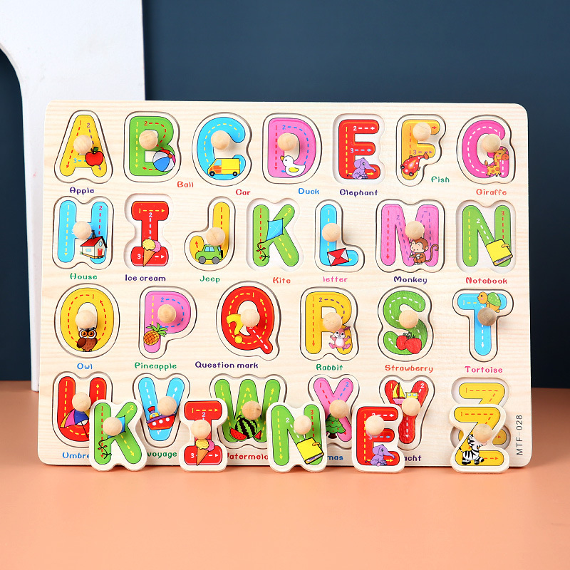 Toddler  Peg Puzzle — An educational and entertaining matching toy featuring letters, numbers, shapes, and everyday objects; an early learning and developmental toy suitable for children aged 3 and up【letters Style】 - Image 1