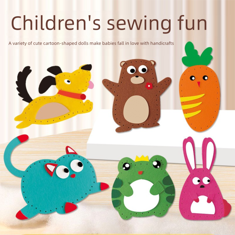 Kids Sewing Craft Kit - DIY Felt Plush Animal Toys Set with 6 Cute Characters, Safe Plastic Needles, Pre-Cut Materials - Creative Hand Stitching Activity for Boys Girls Ages 6+ - Perfect Birthday Gift【Color box packaging】 - Image 3