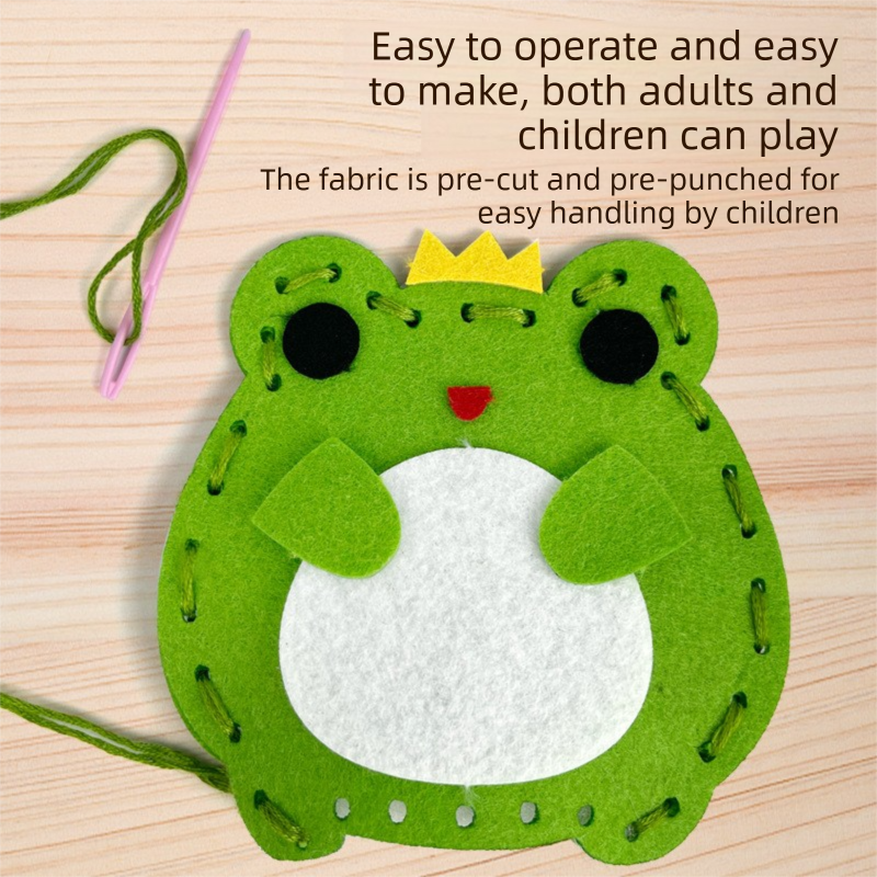 Kids Sewing Craft Kit - DIY Felt Plush Animal Toys Set with 6 Cute Characters, Safe Plastic Needles, Pre-Cut Materials - Creative Hand Stitching Activity for Boys Girls Ages 6+ - Perfect Birthday Gift【Color box packaging】 - Image 4