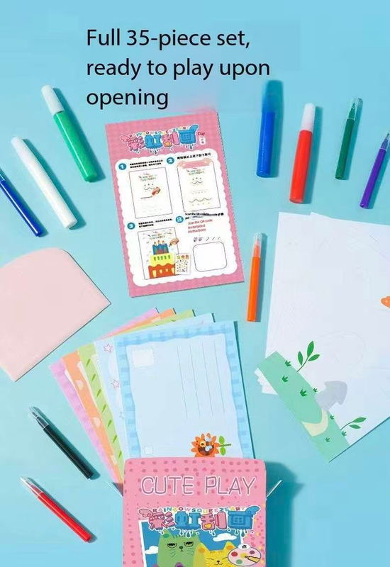 35-Piece Kids Rainbow Scratch Paper Kit - 20PCS Magic Scratch Art Cards with Postcard Back,  - Pointillism Art Craft for Children 6 Years and Up - Image 3