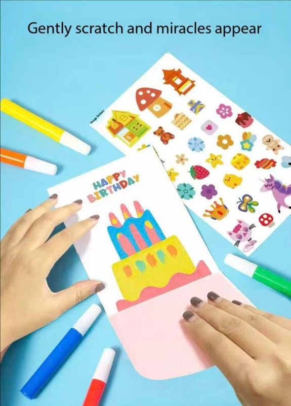 35-Piece Kids Rainbow Scratch Paper Kit - 20PCS Magic Scratch Art Cards with Postcard Back,  - Pointillism Art Craft for Children 6 Years and Up - Image 5