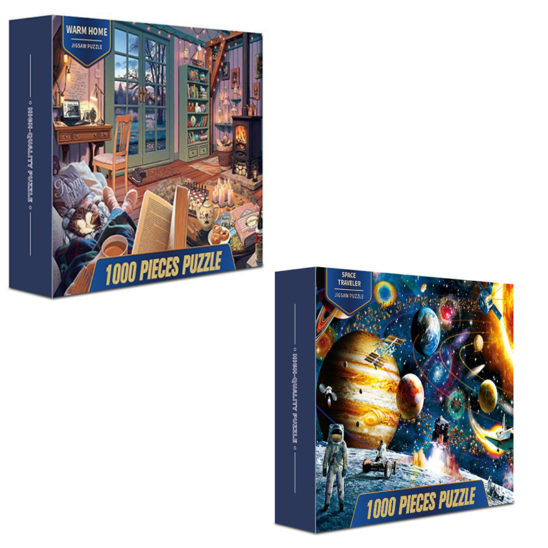 2 PCS 1000 Piece Jigsaw Puzzle for Adults - Animal & Landscape Art Design, Stress Relief Brain Game - Premium Quality Paper Puzzle for Teens Adults Ages 14+ 【Space+home】 - Image 1