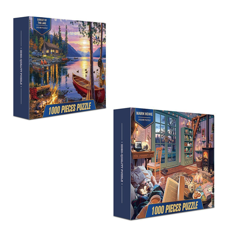 2 PCS 1000 Piece Jigsaw Puzzle for Adults - Animal & Landscape Art Design, Stress Relief Brain Game - Premium Quality Paper Puzzle for Teens Adults Ages 14+ 【home+lake】 - Image 1