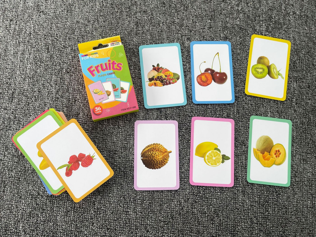 4-Set Kids Flash Cards: Vegetables, Fruits, Colors, Body Parts - Image 2
