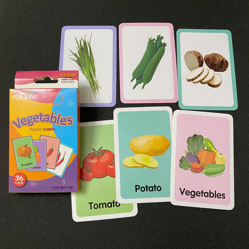 4-Set Kids Flash Cards: Vegetables, Fruits, Colors, Body Parts - Image 4